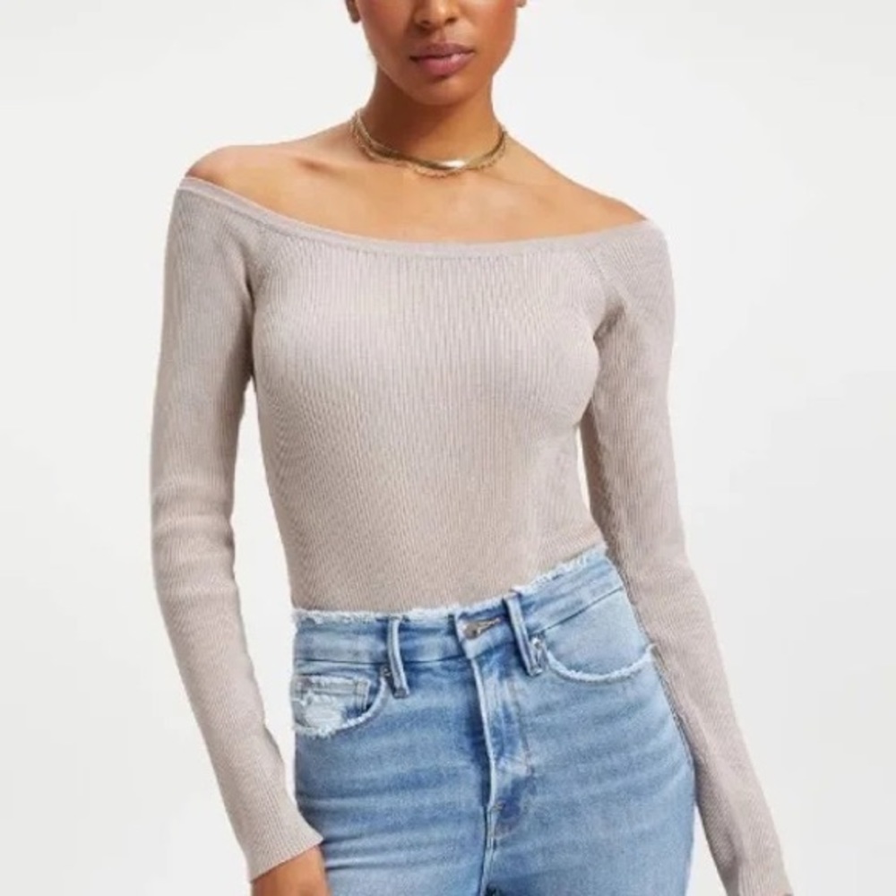 Good American knit scoop bodysuit in mink